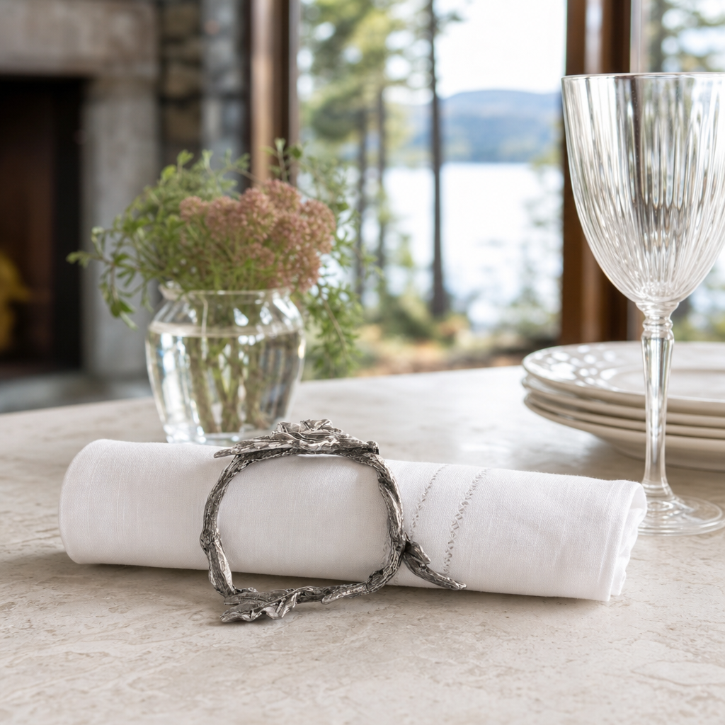 Pewter Oak Branch Napkin Ring 9