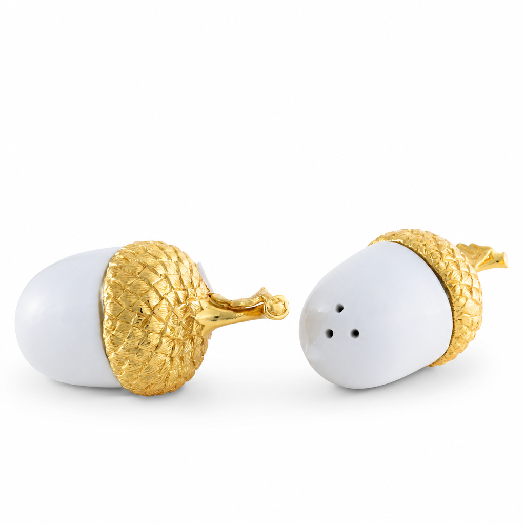 Porcelain Salt and Pepper - Acorn Gold Leaf 1