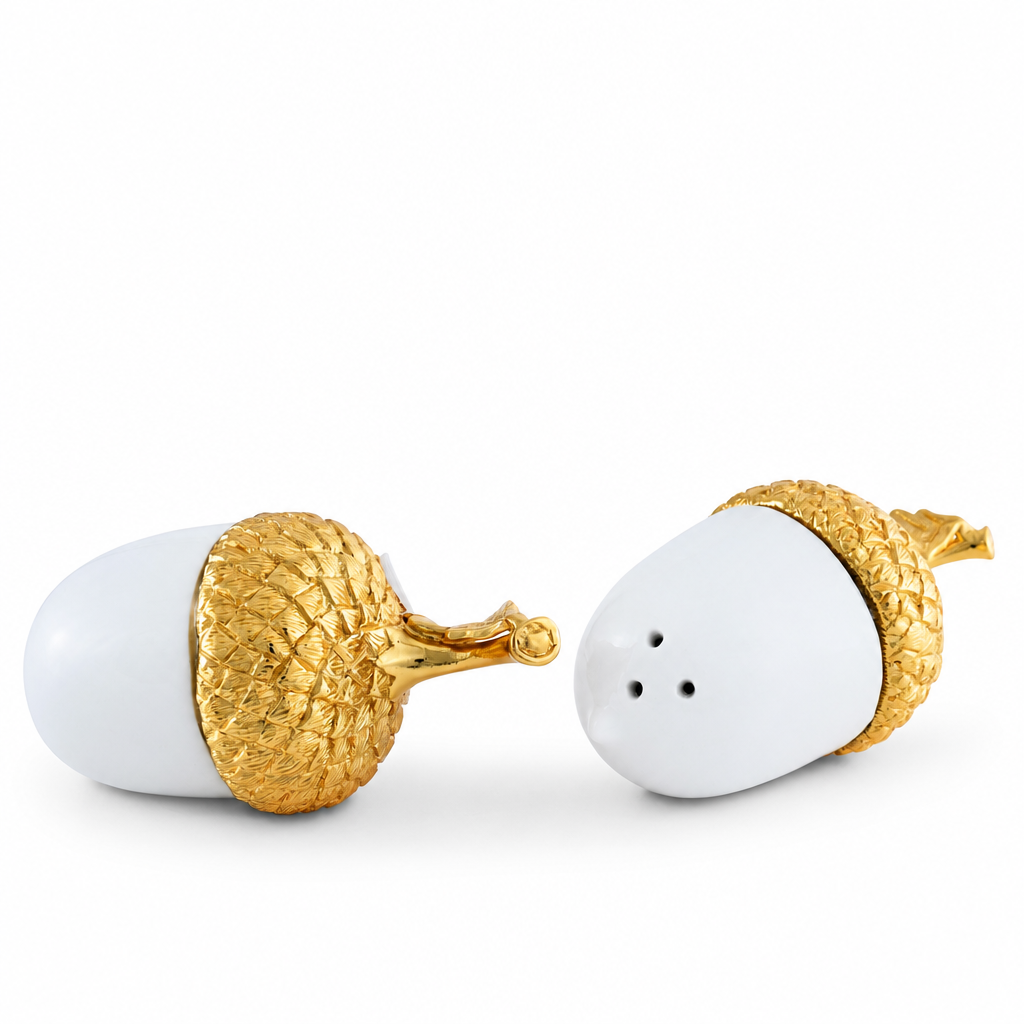 Porcelain Salt and Pepper - Acorn Gold Leaf 1