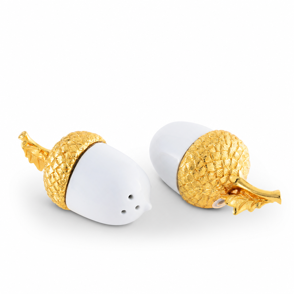 Porcelain Salt and Pepper - Acorn Gold Leaf 11