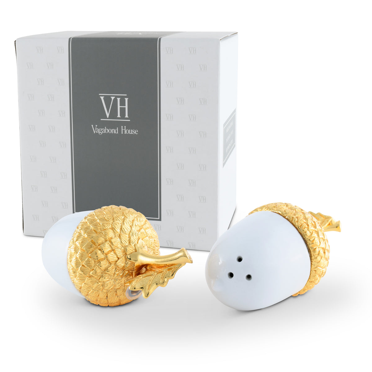 Porcelain Salt and Pepper - Acorn Gold Leaf 10