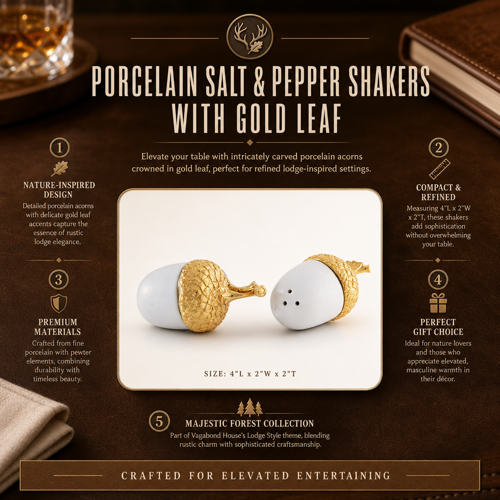 Porcelain Salt and Pepper - Acorn Gold Leaf 1