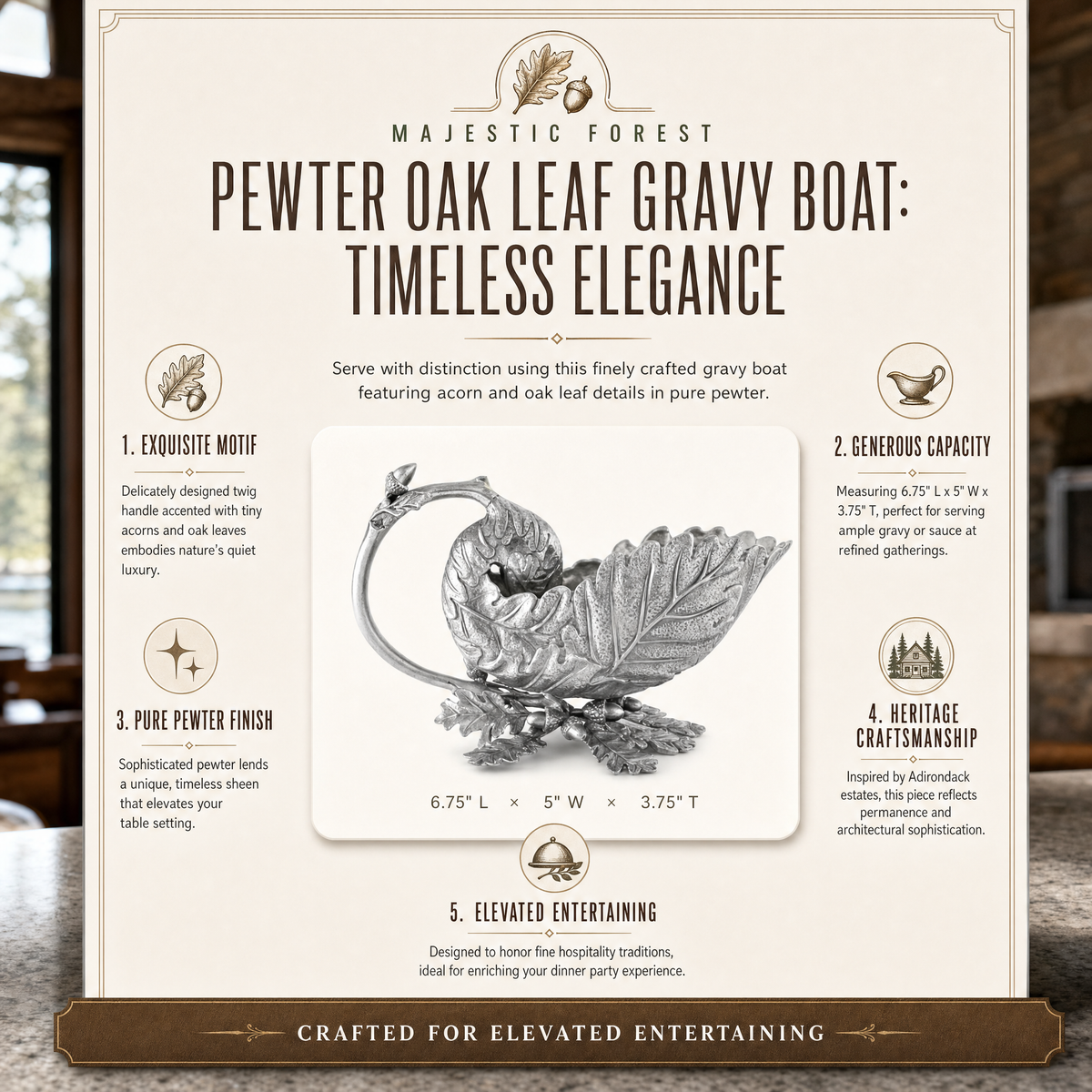 Pewter Oak Leaf Gravy Boat 11