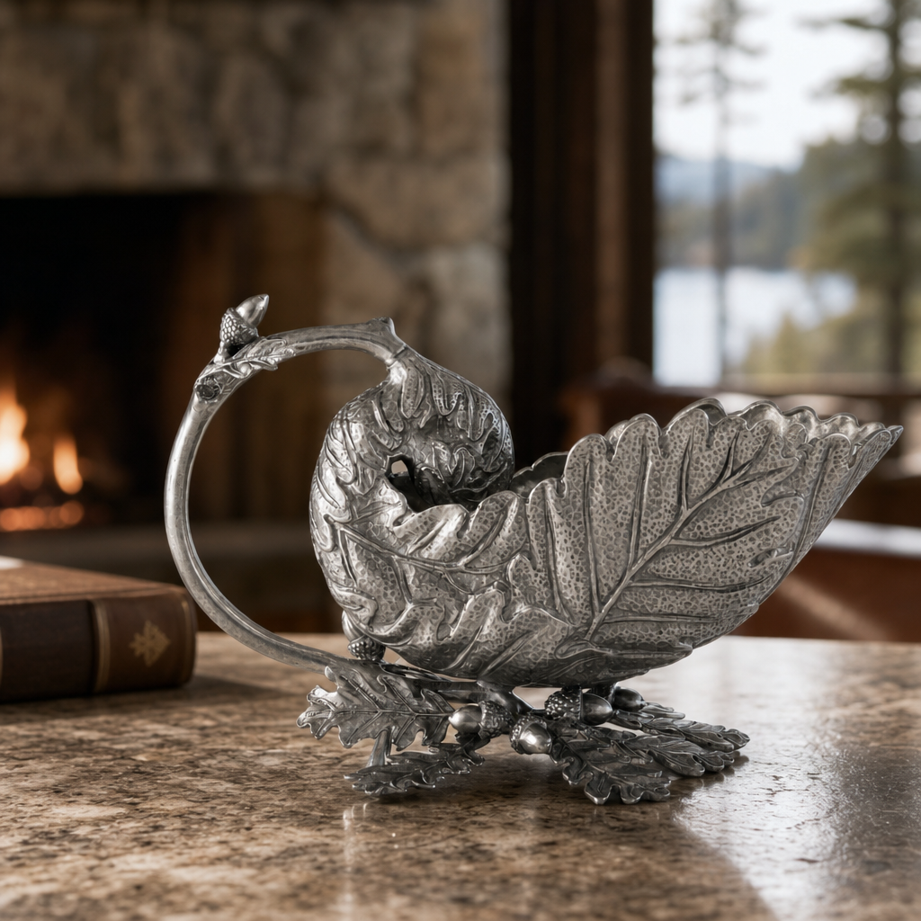 Pewter Oak Leaf Gravy Boat 1