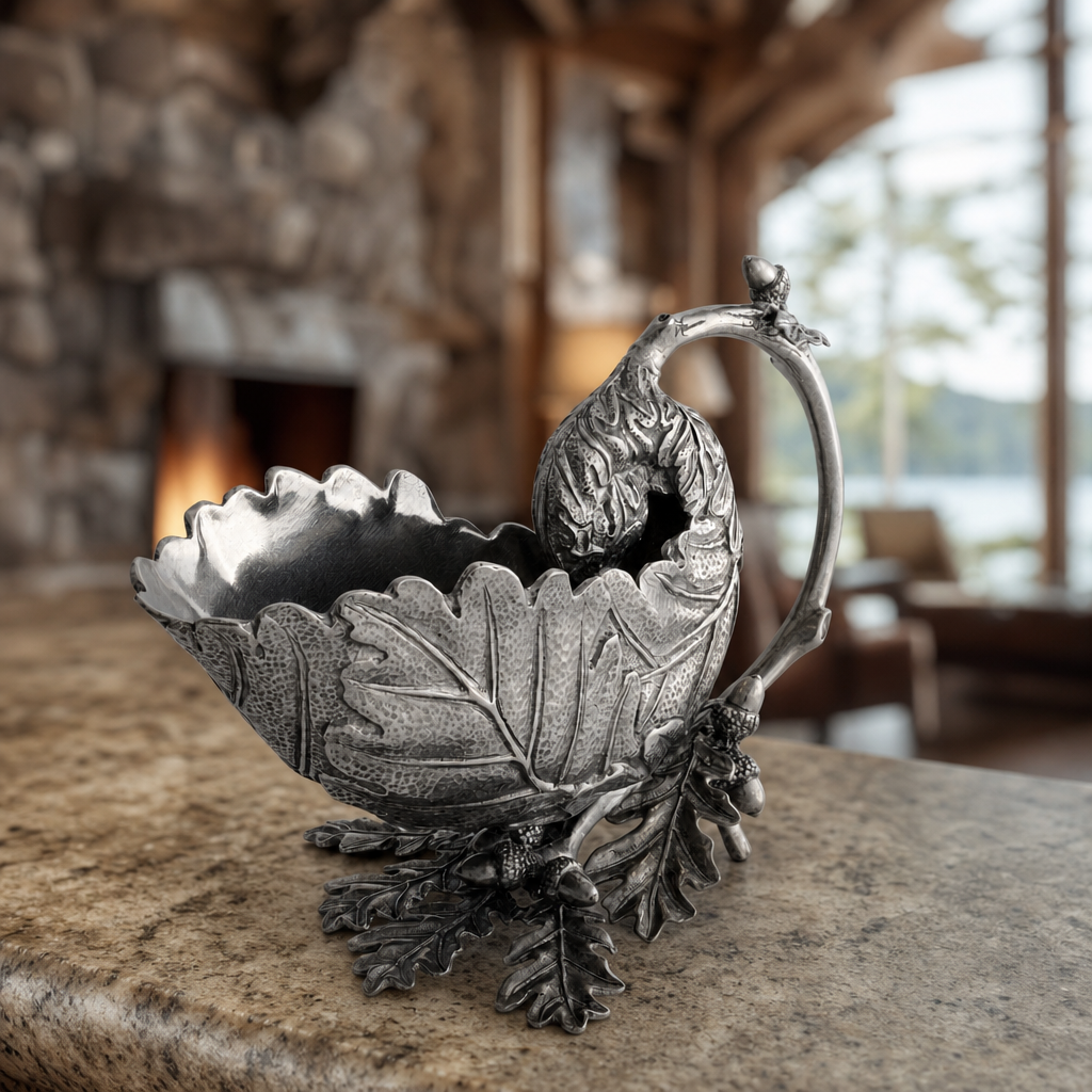 Pewter Oak Leaf Gravy Boat 5