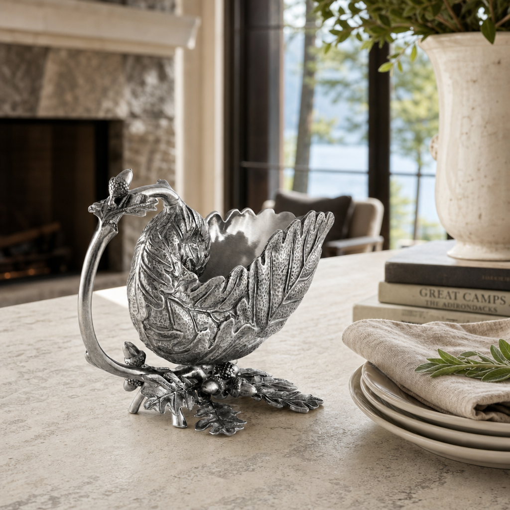 Pewter Oak Leaf Gravy Boat 6