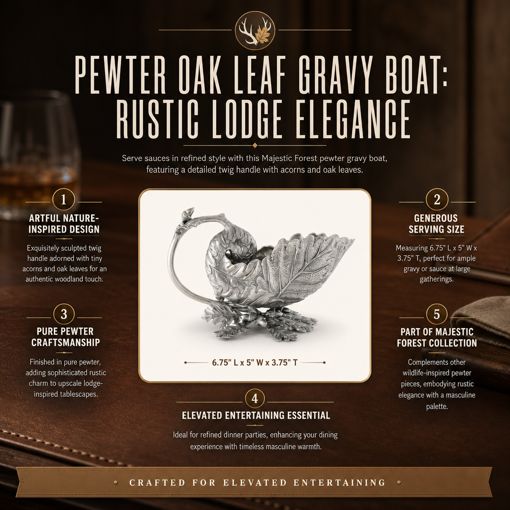 Pewter Oak Leaf Gravy Boat 1