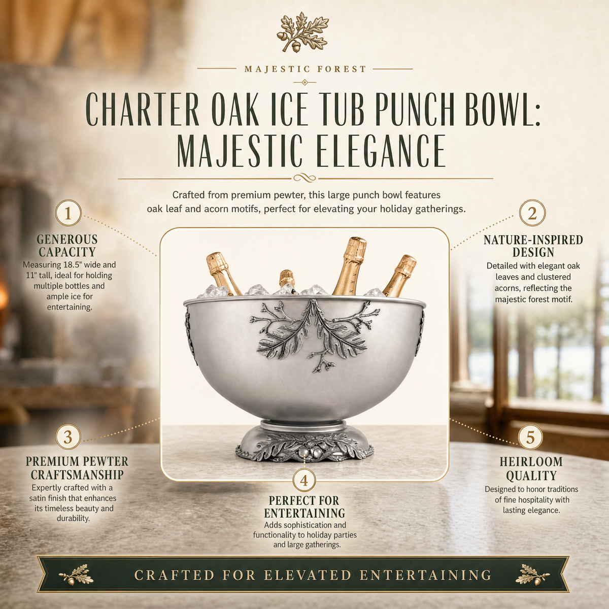 Charter Oak Ice Tub Punch Bowl 9