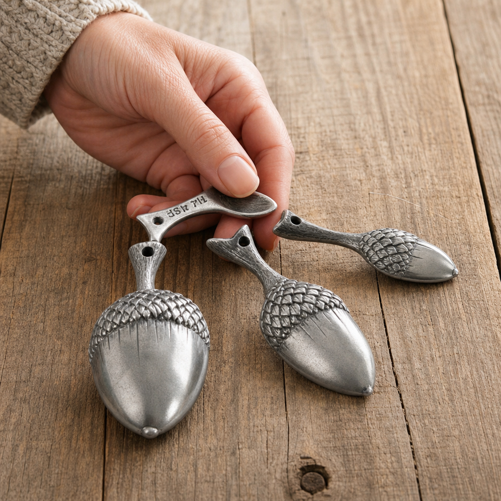 Pewter Acorn Measuring Spoons 6