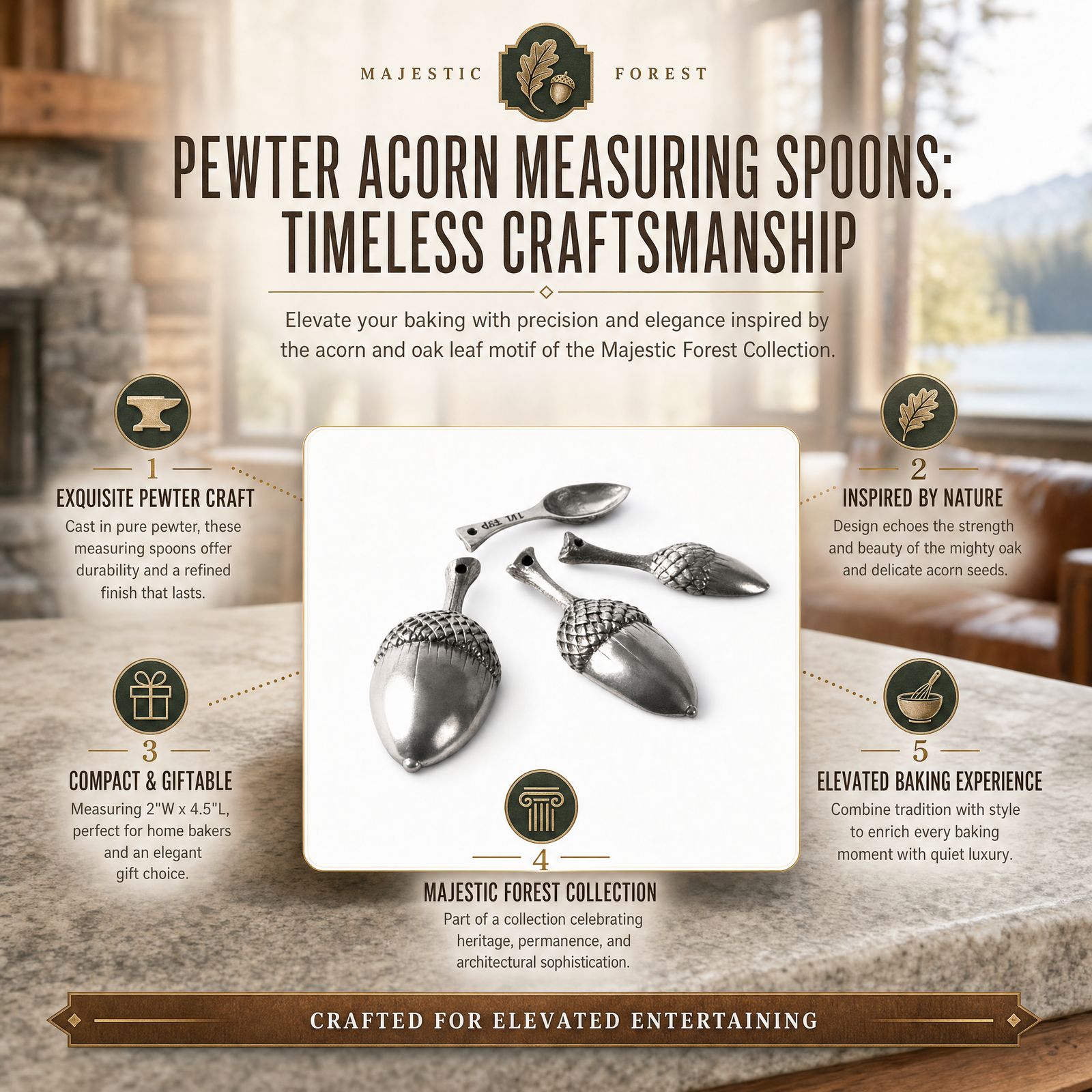 Pewter Acorn Measuring Spoons: Timeless Craftsmanship