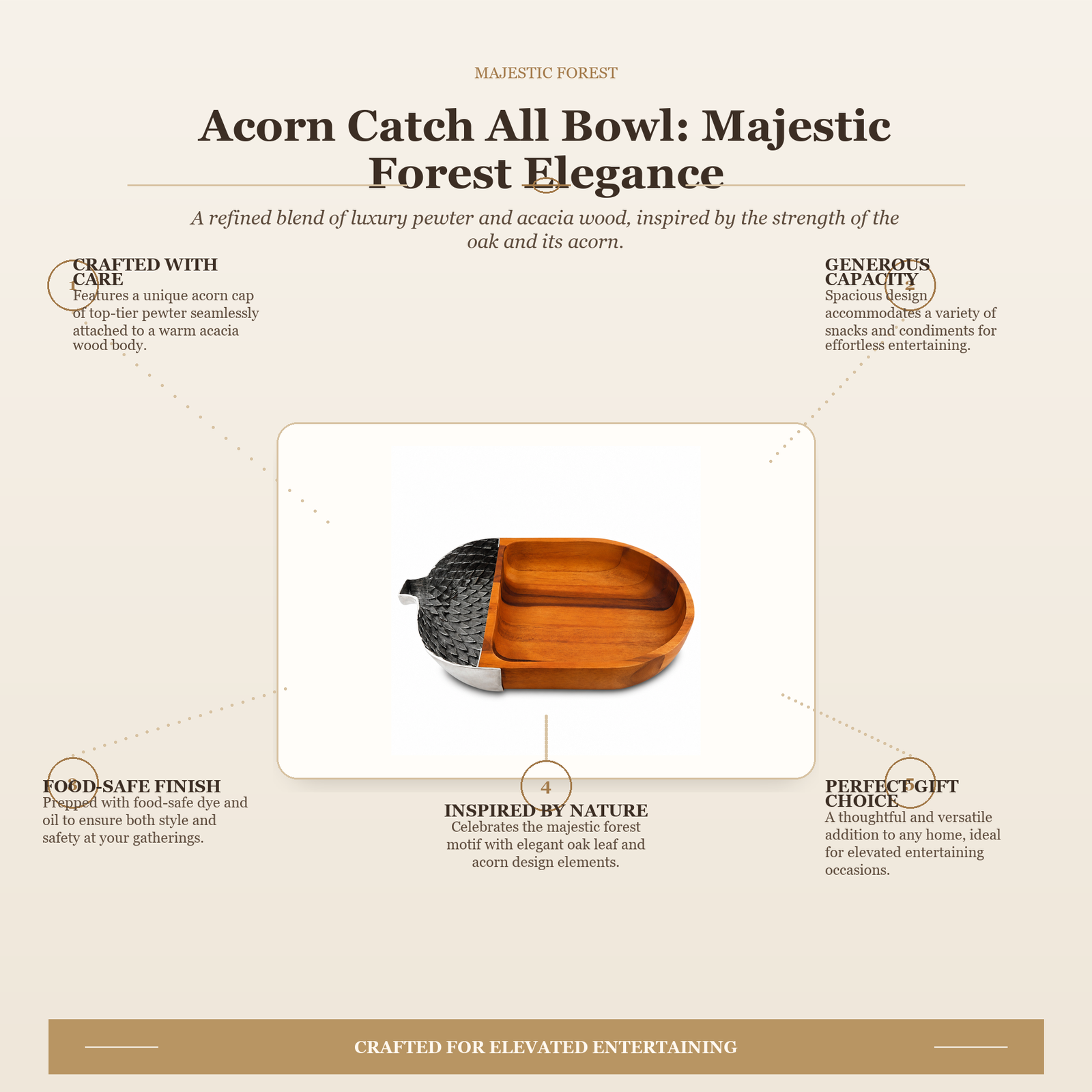Acorn Catch All Bowl: Majestic Forest Elegance