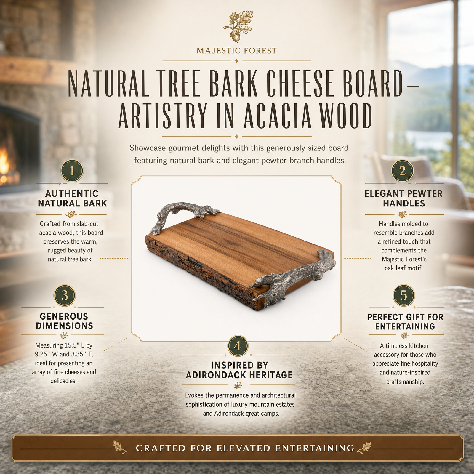 Natural Tree Bark Cheese Board 11