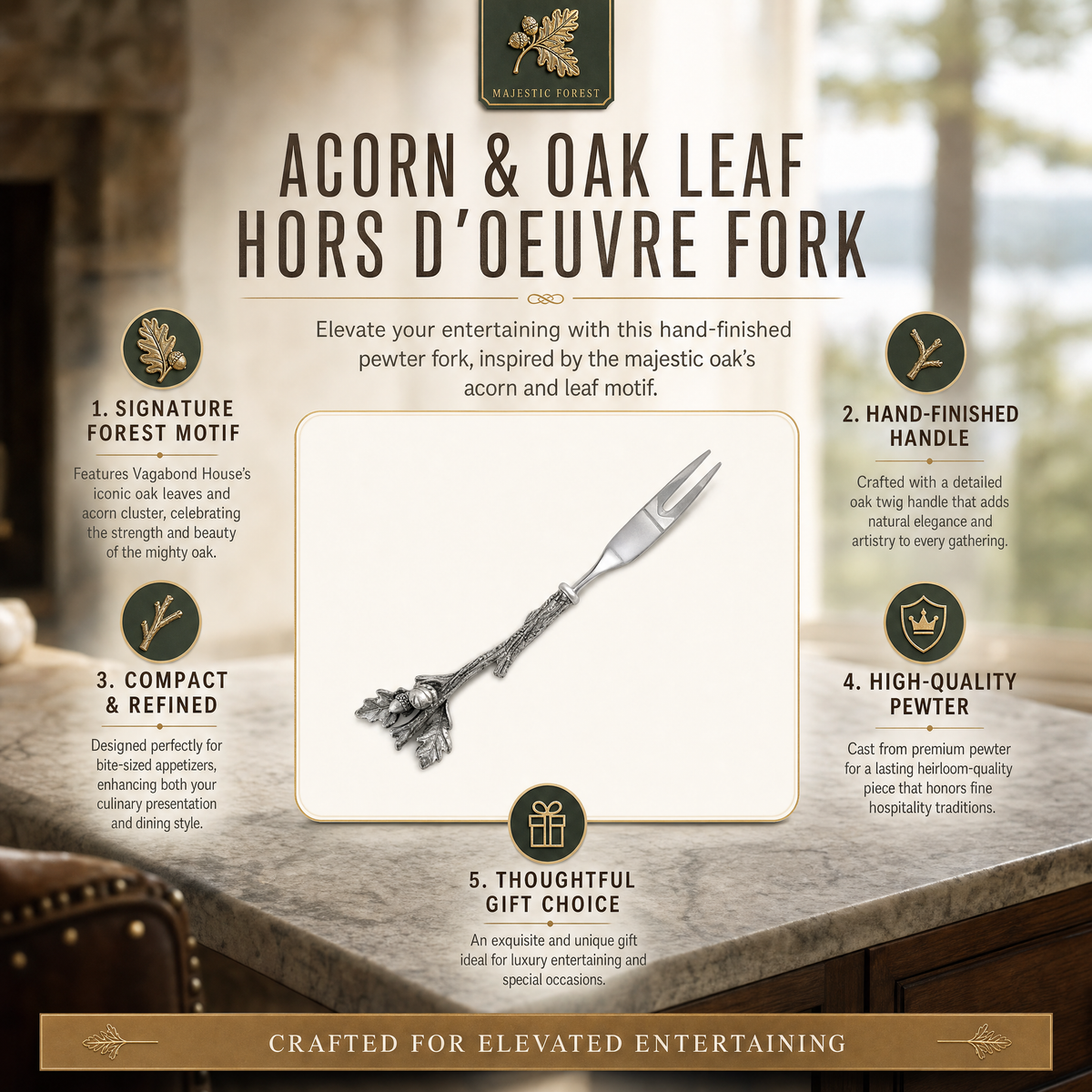 Acorn & Oak Leaf Hors d'oeuvre Fork 1