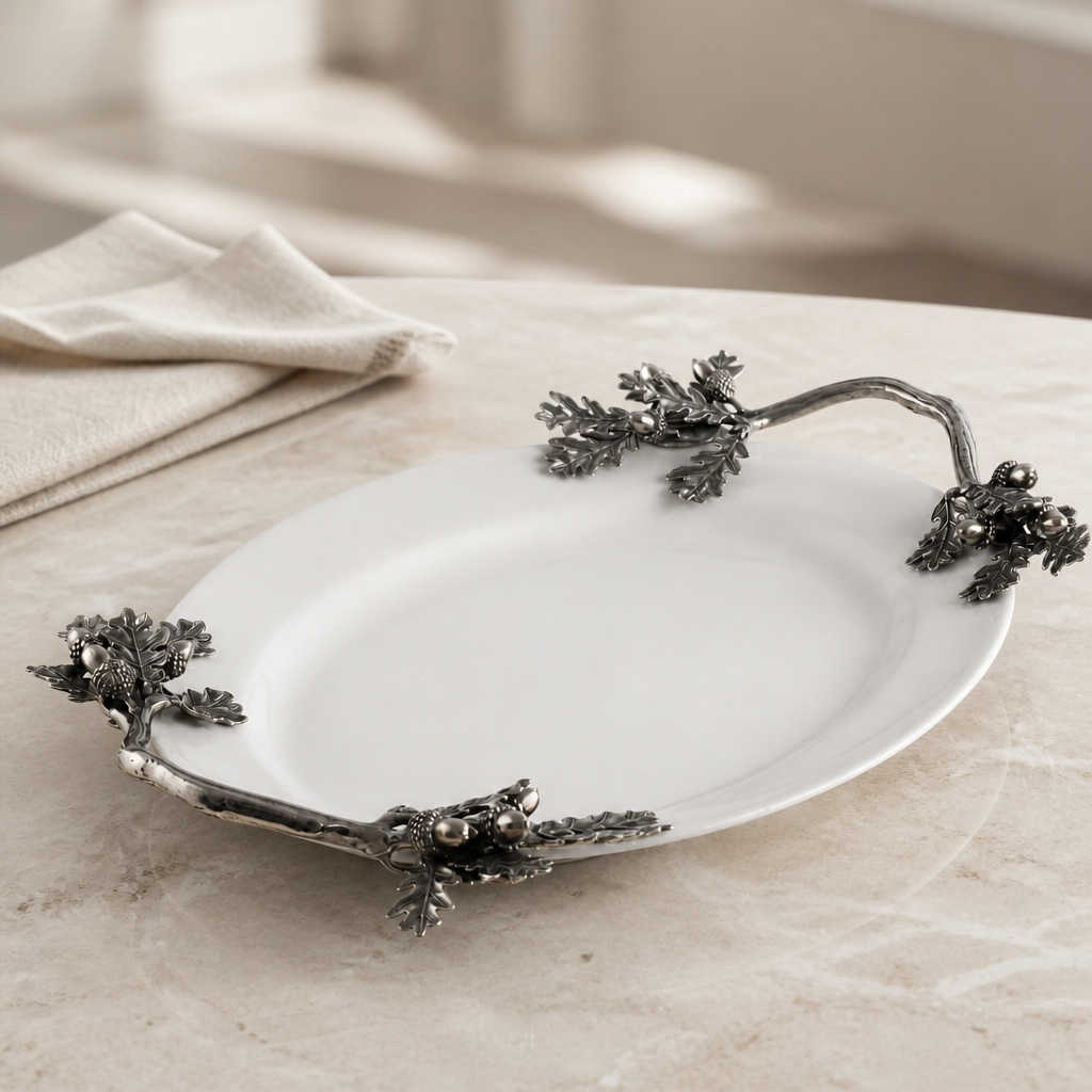 Acorn Oak &amp; Leaf  Stoneware Tray - Small 2