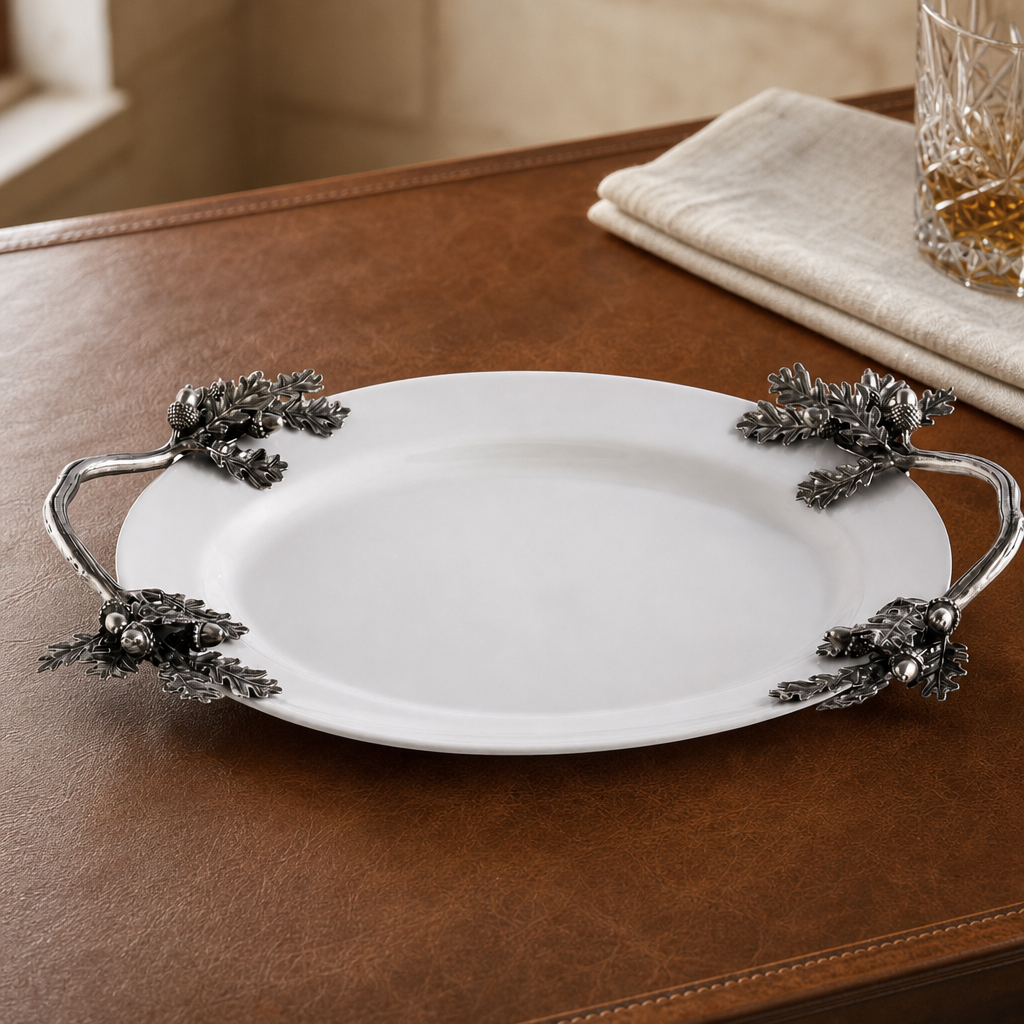 Acorn Oak &amp; Leaf  Stoneware Tray - Small 3