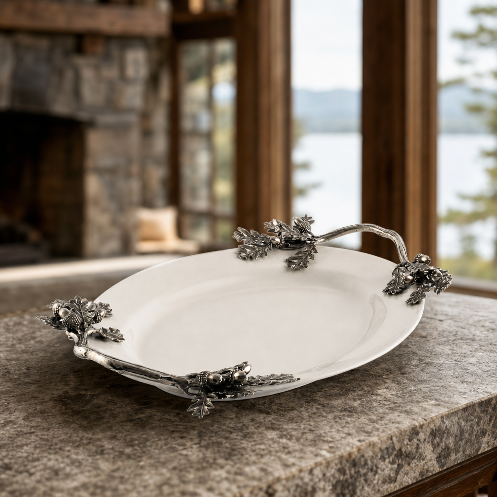 Acorn Oak & Leaf  Stoneware Tray - Small 1