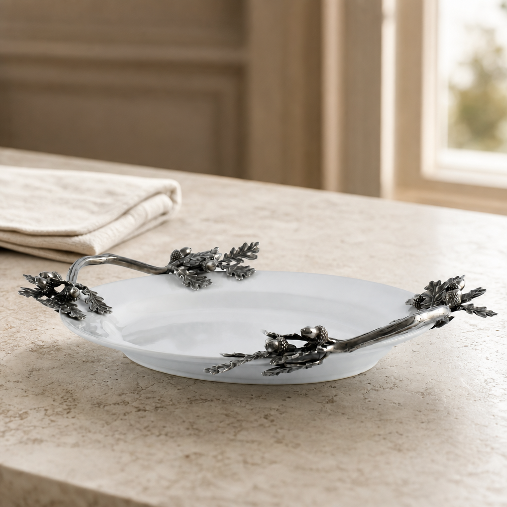 Acorn Oak &amp; Leaf  Stoneware Tray - Small 4