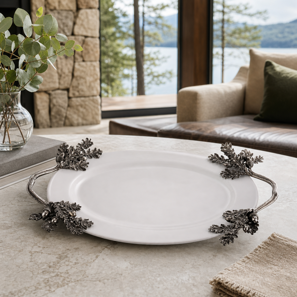 Acorn Oak & Leaf  Stoneware Tray - Small 9