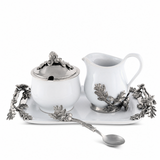 Stoneware Creamer Set - Pewter Acorn & Oak Leaf