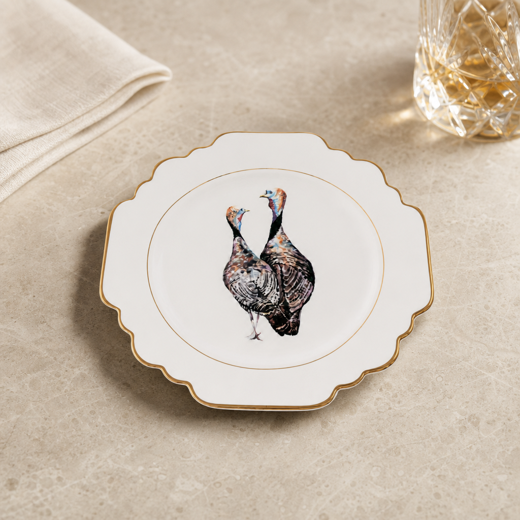 Norwood Narragansett Turkey Pattern Bone China Scallop Bread Plate 2