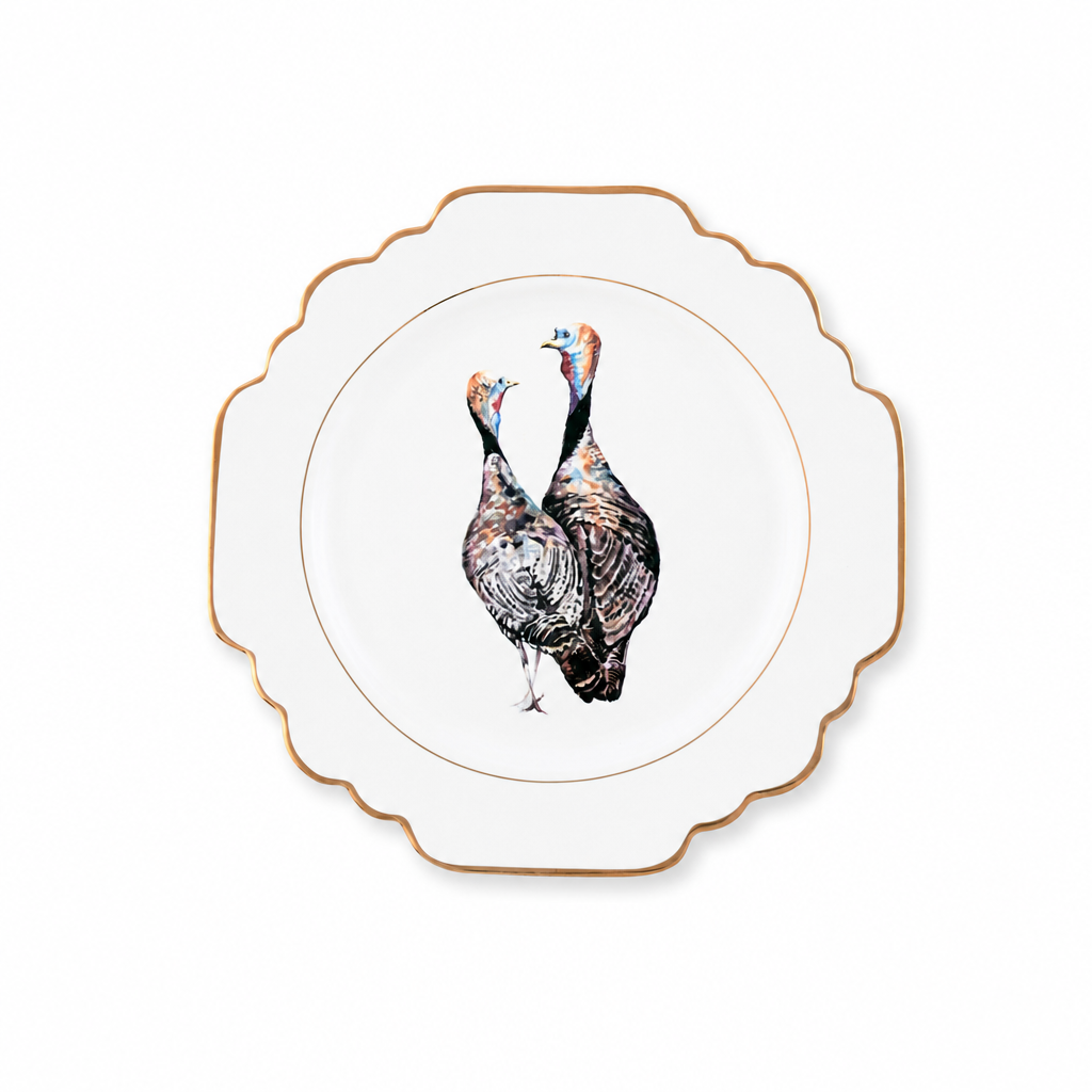 Norwood Narragansett Turkey Pattern Bone China Scallop Bread Plate 1