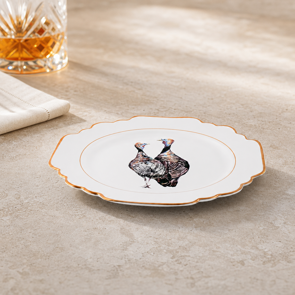 Norwood Narragansett Turkey Pattern Bone China Scallop Bread Plate 3