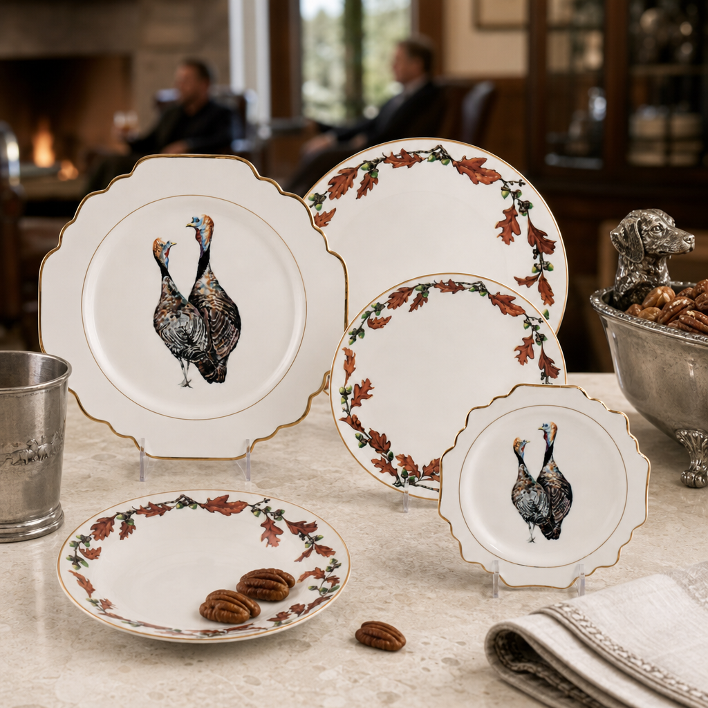 Norwood Narragansett Turkey Pattern Bone China Scallop Bread Plate 7