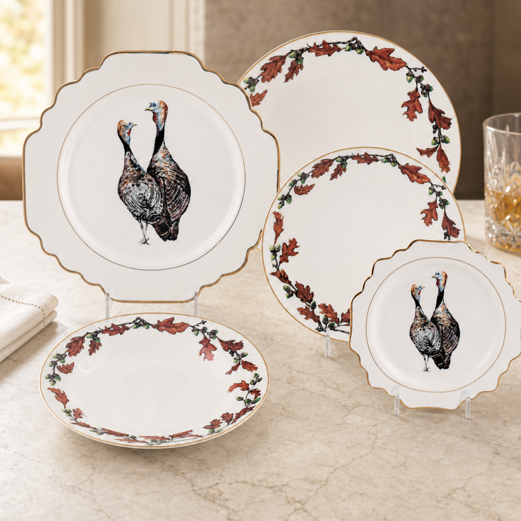 Norwood Narragansett Turkey Pattern Bone China Scallop Bread Plate 4