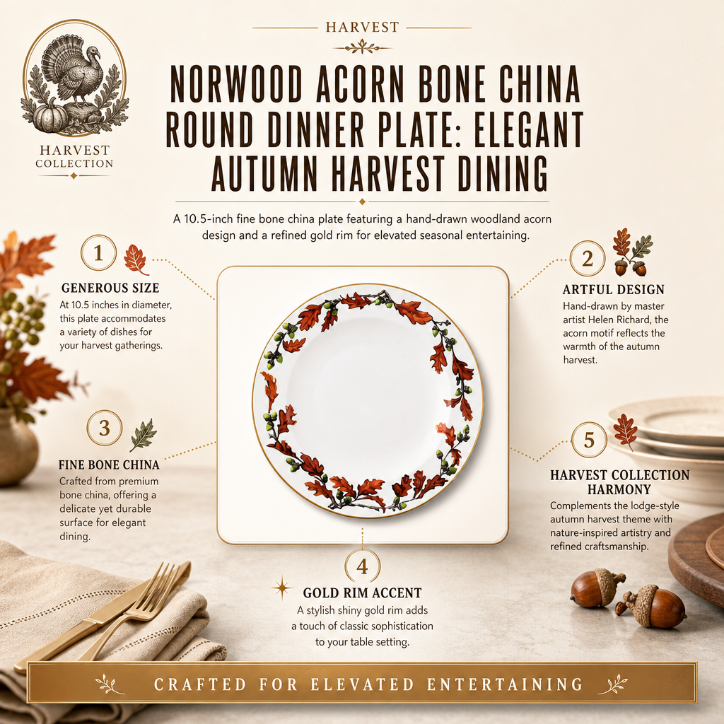 Norwood Acorn Bone China Round Dinner Plate 1