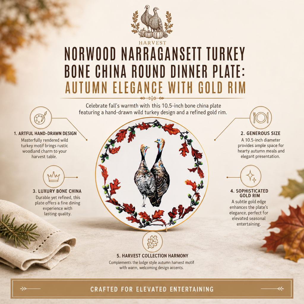 Norwood Narragansett Turkey Bone China Round  Dinner Plate 1