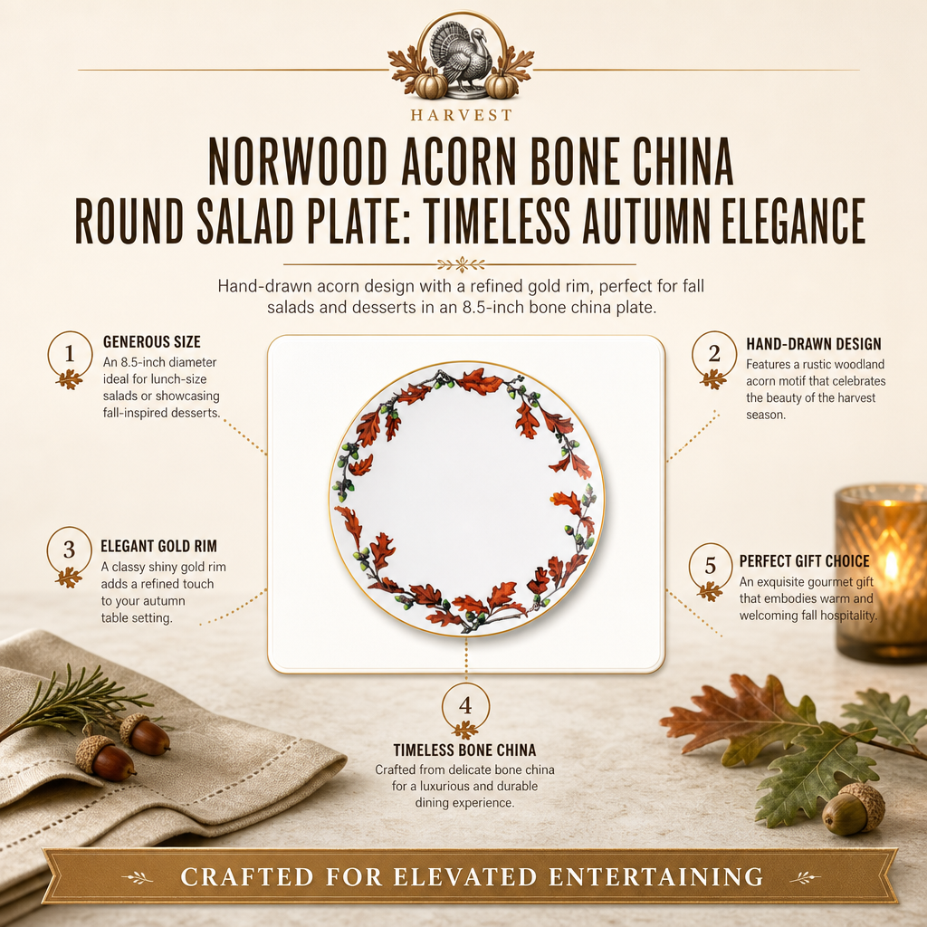 Norwood Acorn Bone China Round Salad Plate 1