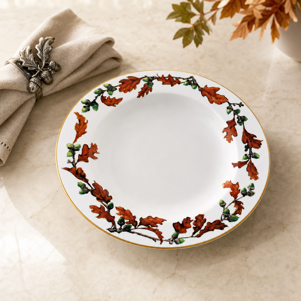 Norwood Acorn Pattern Bone China Soup Plate 1