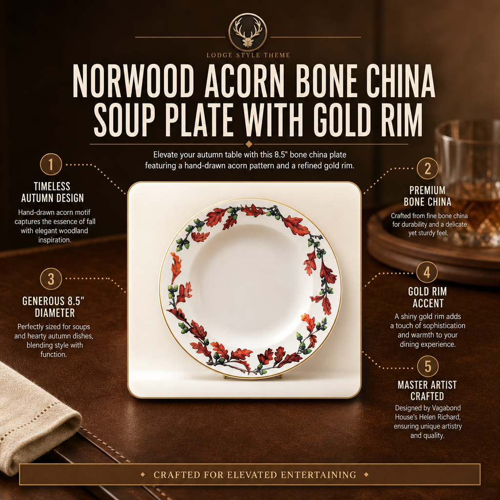 Norwood Acorn Pattern Bone China Soup Plate 9