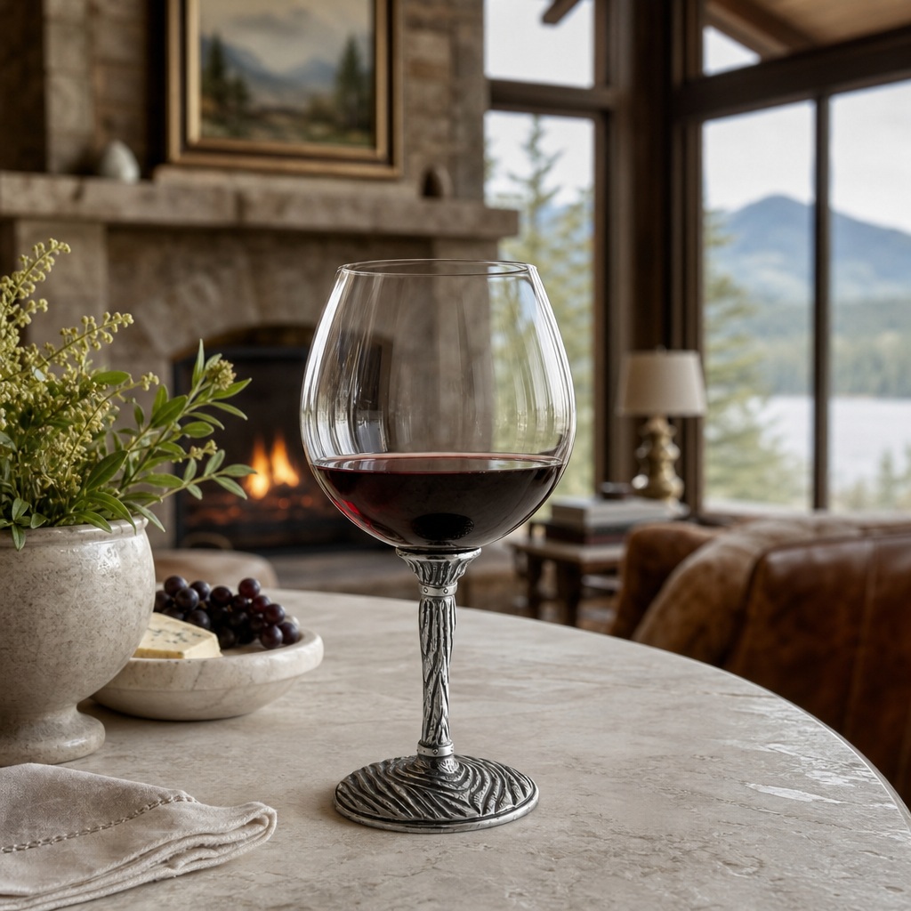 Pewter Faux Bois Wine Glasses 3