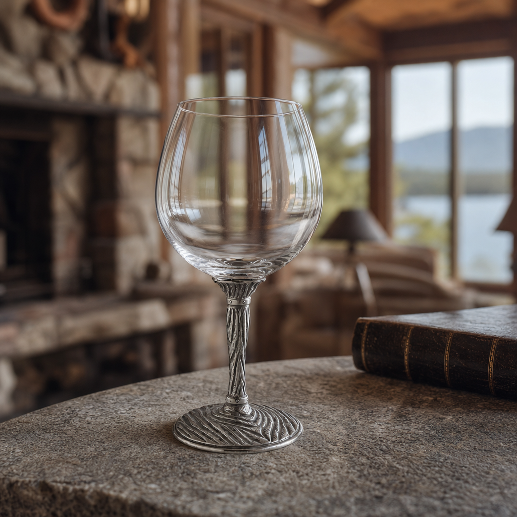Pewter Faux Bois Wine Glasses 2
