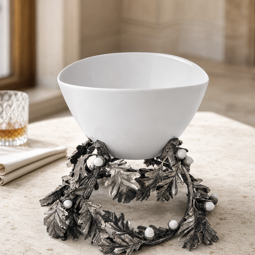 Oak Leaf Acorn Centerpiece Porcelain Bowl 3