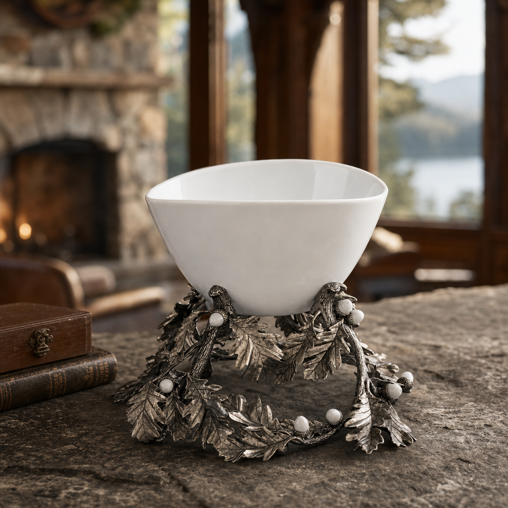 Oak Leaf Acorn Centerpiece Porcelain Bowl 3