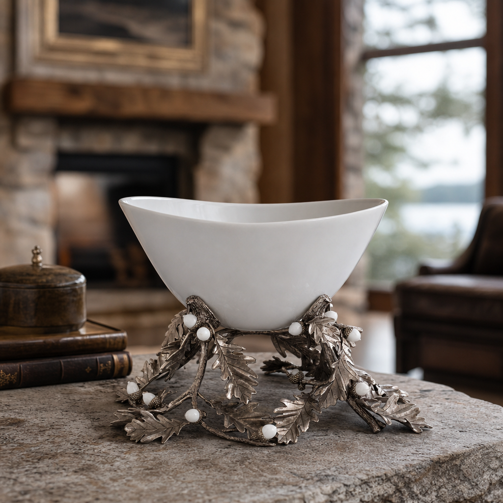 Oak Leaf Acorn Centerpiece Porcelain Bowl 2