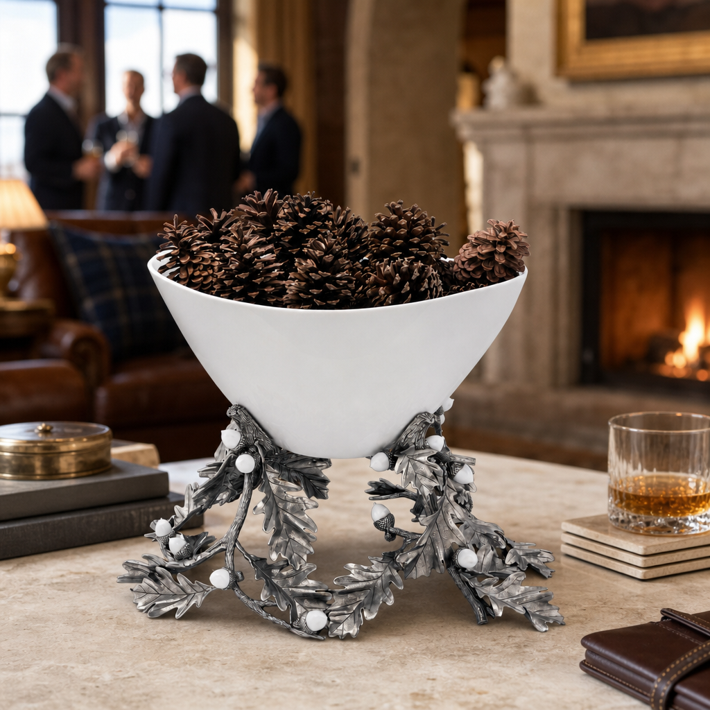 Oak Leaf Acorn Centerpiece Porcelain Bowl 8