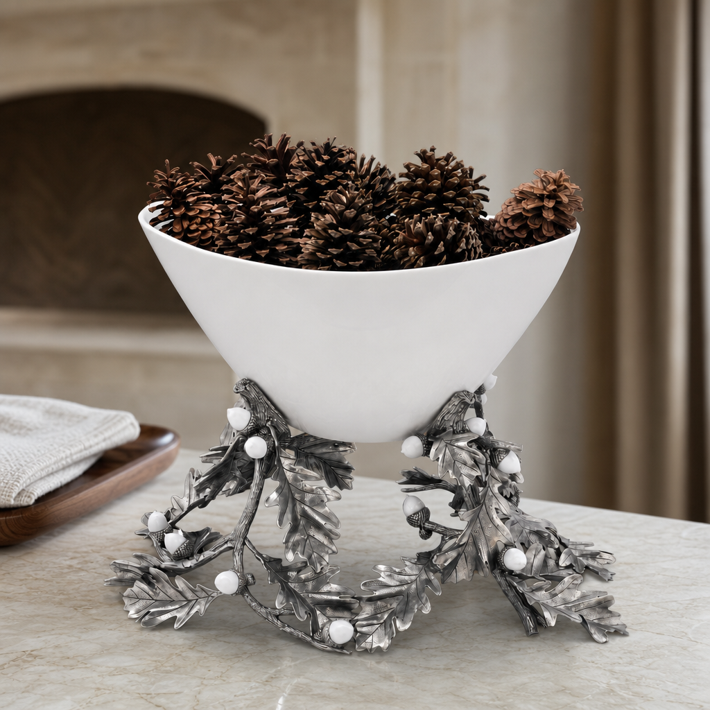 Oak Leaf Acorn Centerpiece Porcelain Bowl 4