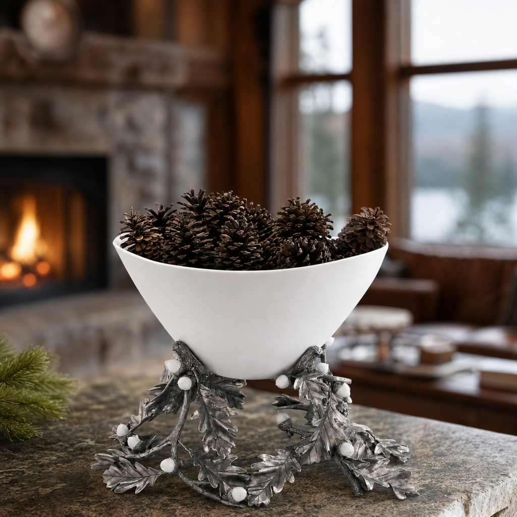 Oak Leaf Acorn Centerpiece Porcelain Bowl 4