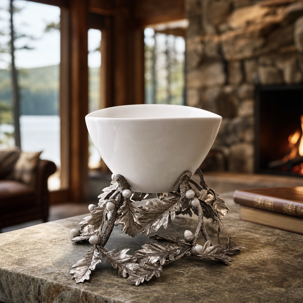 Oak Leaf Acorn Centerpiece Porcelain Bowl 5