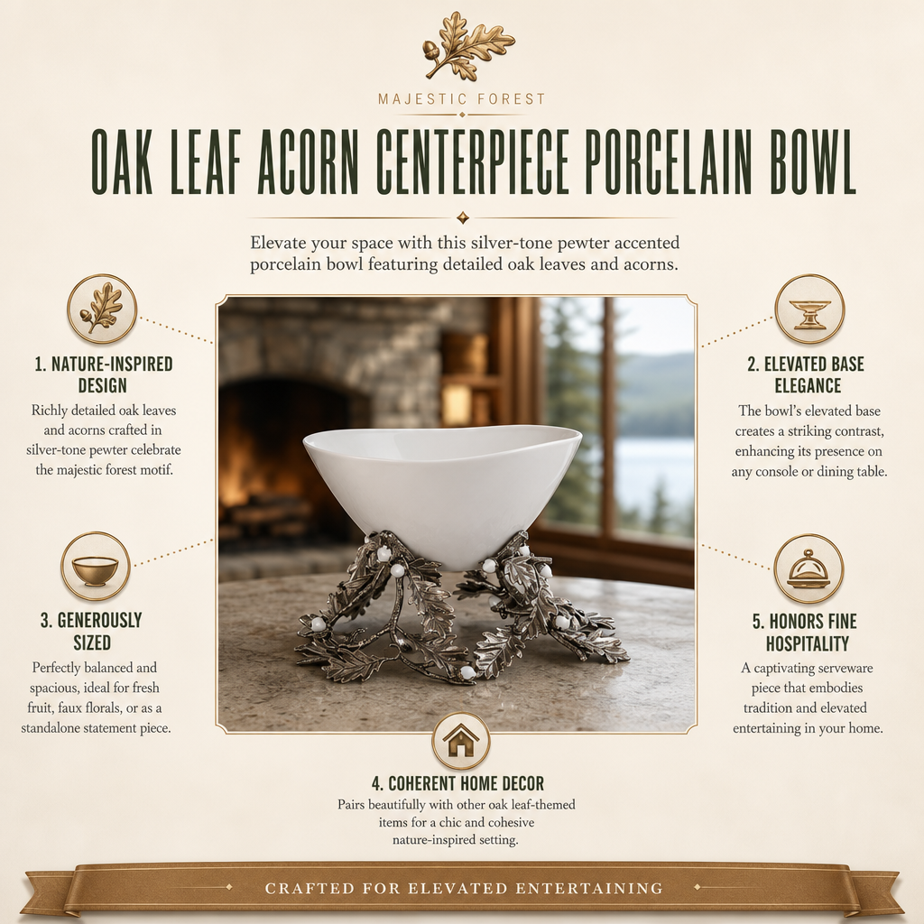 Oak Leaf Acorn Centerpiece Porcelain Bowl 11