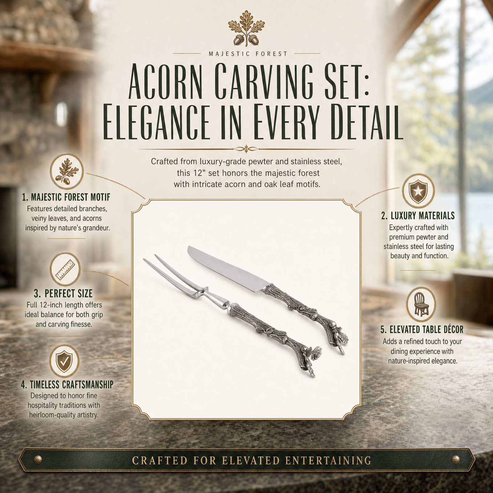 Acorn Carving Set: Elegance in Every Detail