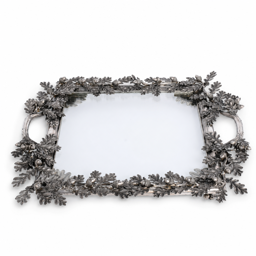 Acorn Oak & Leaf Square Glass Tray 10