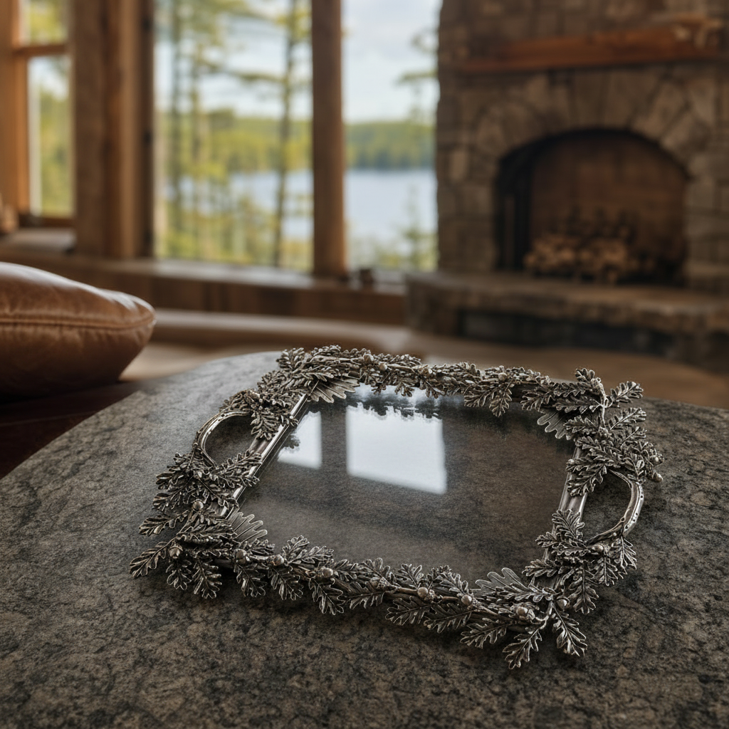 Acorn Oak & Leaf Square Glass Tray 4