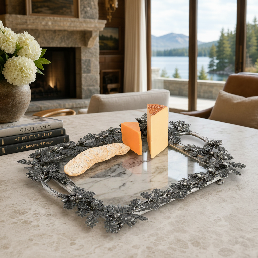 Acorn Oak & Leaf Square Glass Tray 6