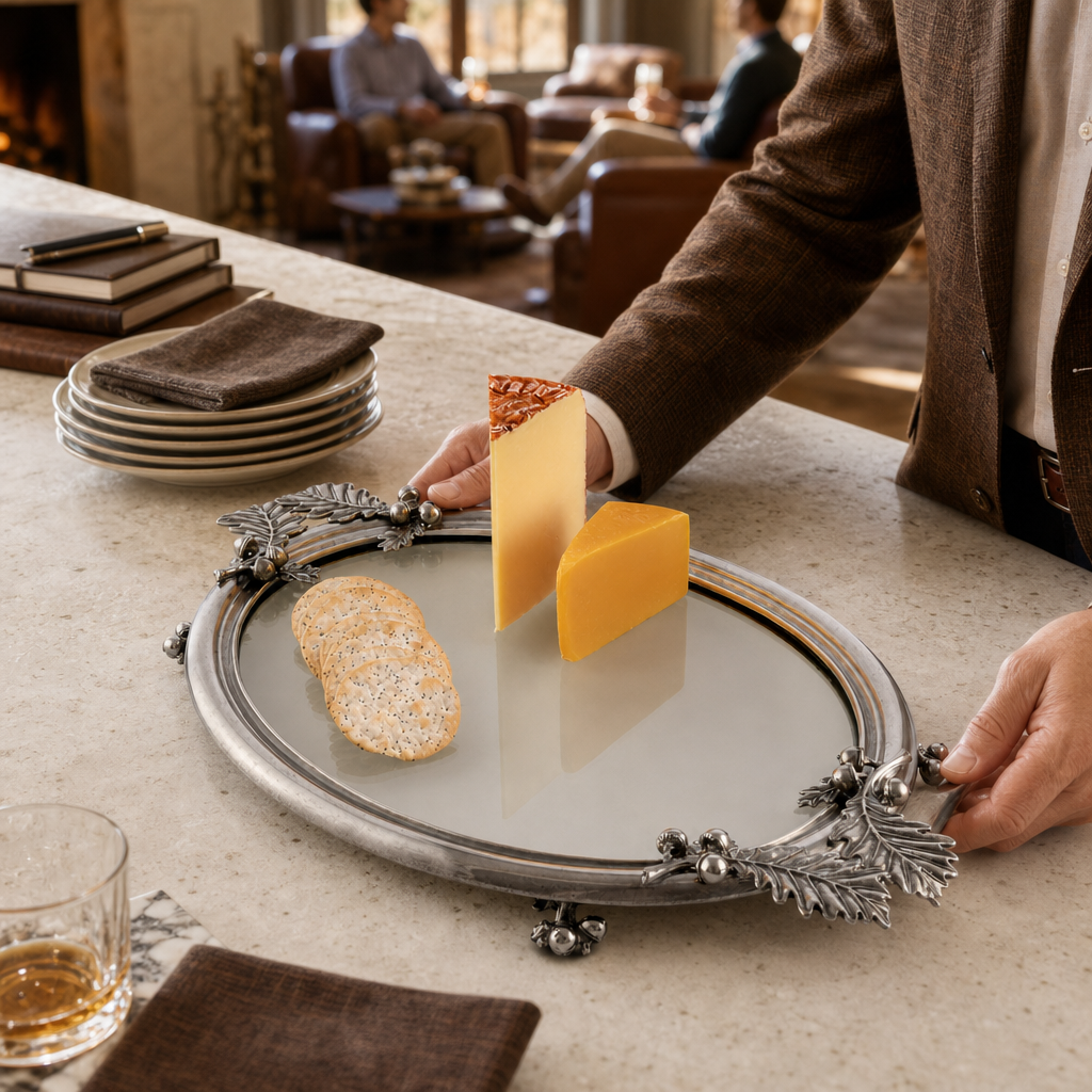 Acorn &amp; Oak Leaf Oval Glass Tray 6