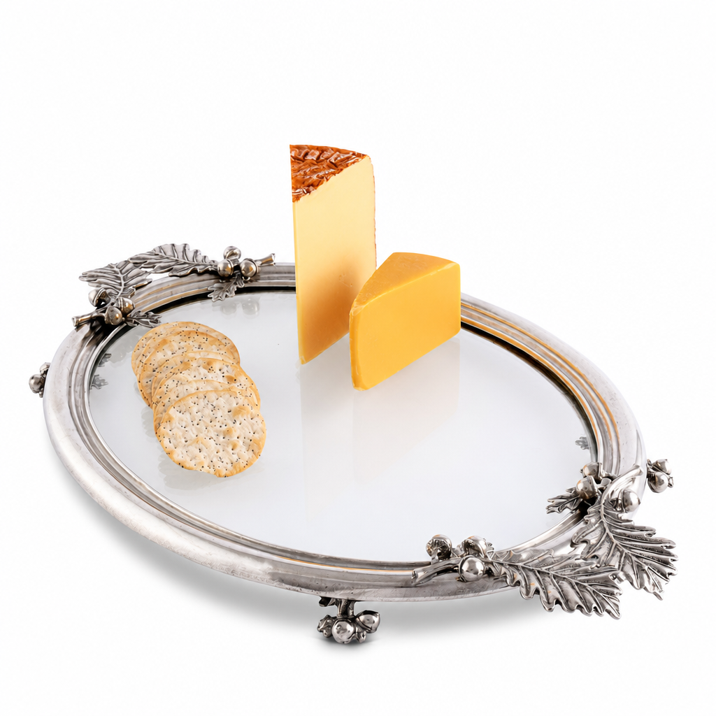 Acorn & Oak Leaf Oval Glass Tray 1