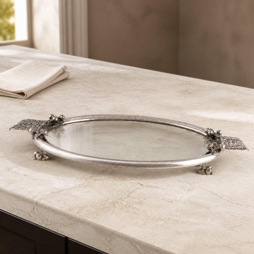 Acorn &amp; Oak Leaf Oval Glass Tray 3